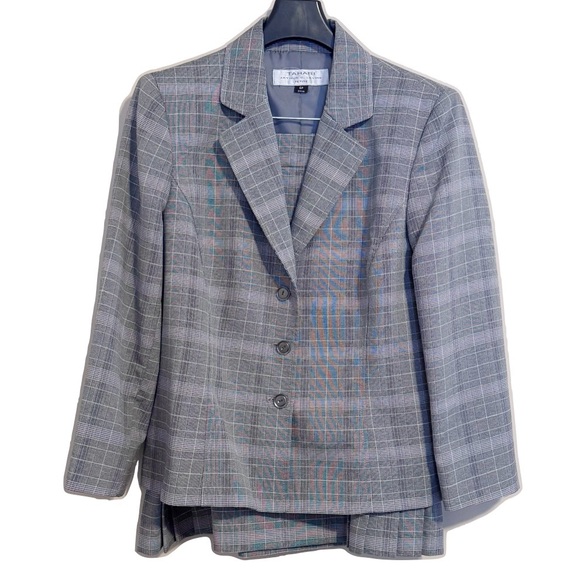 Tahari ASL Gray Glen Plaid Skirt Suit 6P 6 Petite - Picture 1 of 12